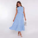 Vestido Longo com Babados sem Manga AB