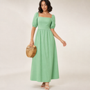Vestido Feminino Midi com Babados e Fenda AB