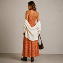 Vestido Longo Estampado Feminino de Alcinha Casual AB