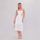 Vestido Feminino de Laise Midi com Recortes AB