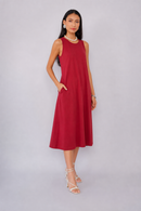 Vestido Casual Com Bolsos Amplo Lisa AB